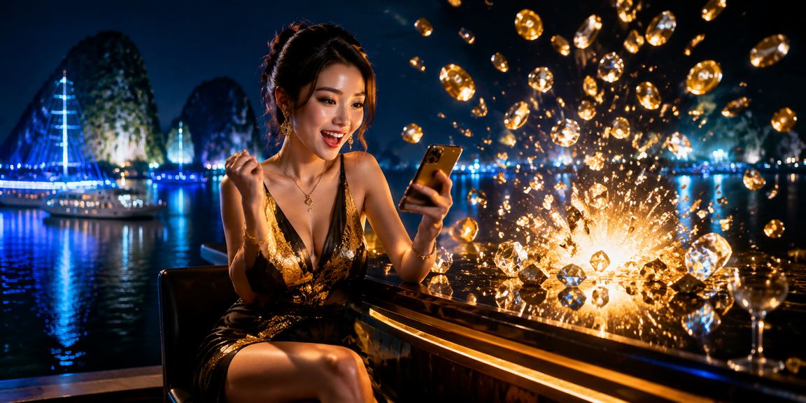 Người dùng truy cập casino trực tuyến trên thiết bị di động tại Vịnh Hạ Long